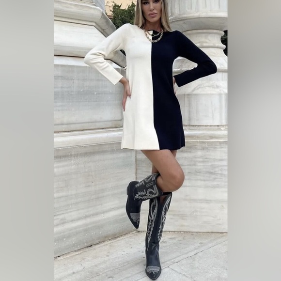 Zara Colorblock Combination Dress Medium NWT - Picture 4 of 9